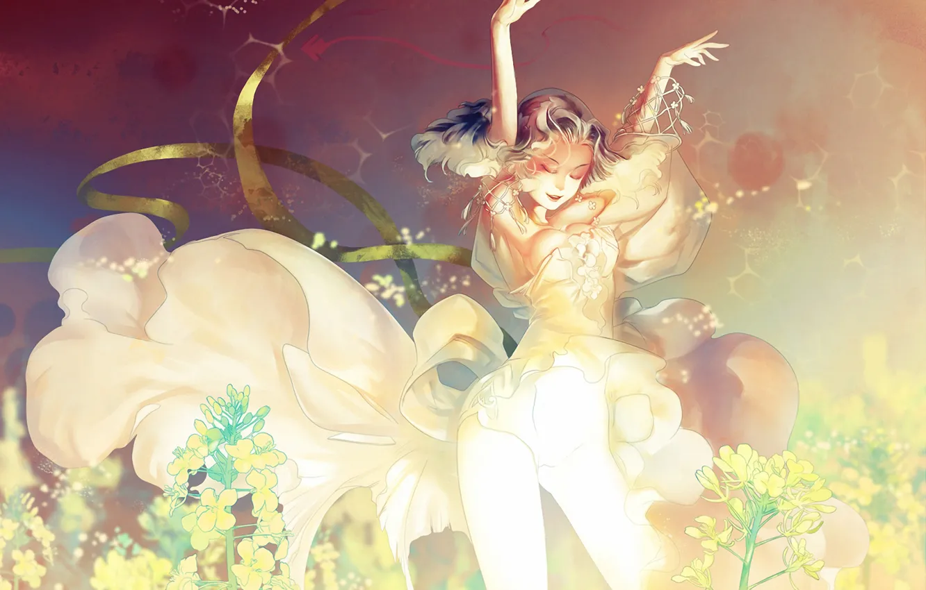 Photo wallpaper girl, dance, art, blonde, curls