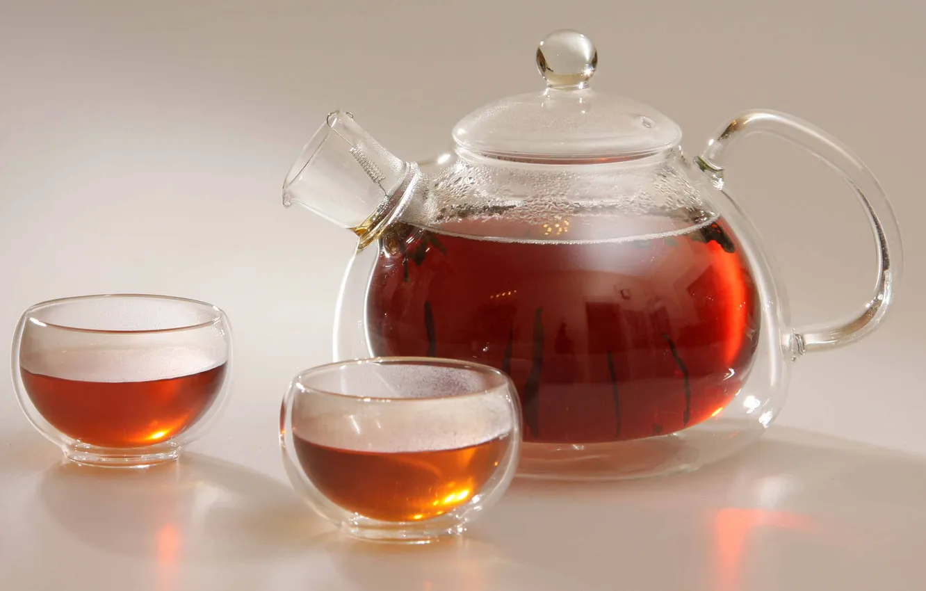 Photo wallpaper glass, tea, kettle, the tea party, Cup