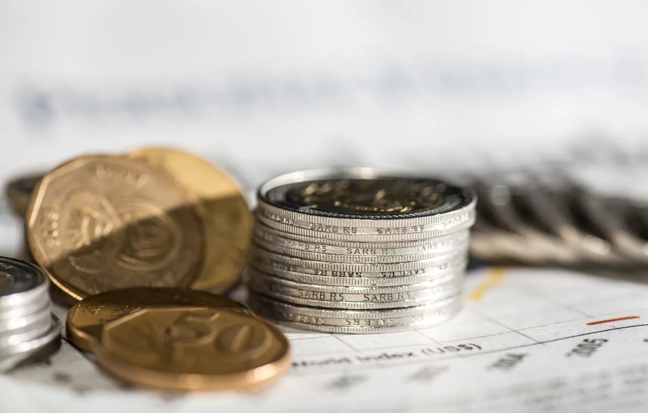Photo wallpaper metal, money, coins