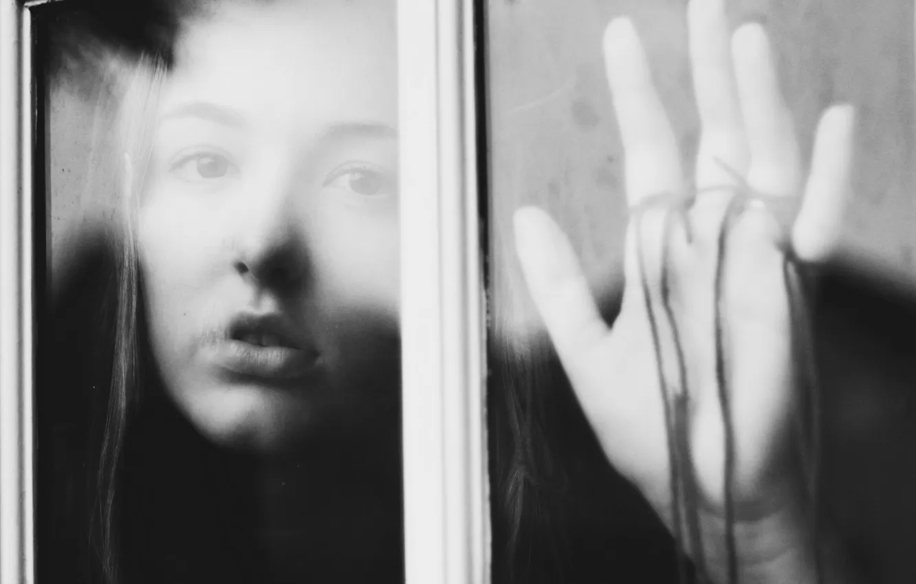 Photo wallpaper girl, mood, window