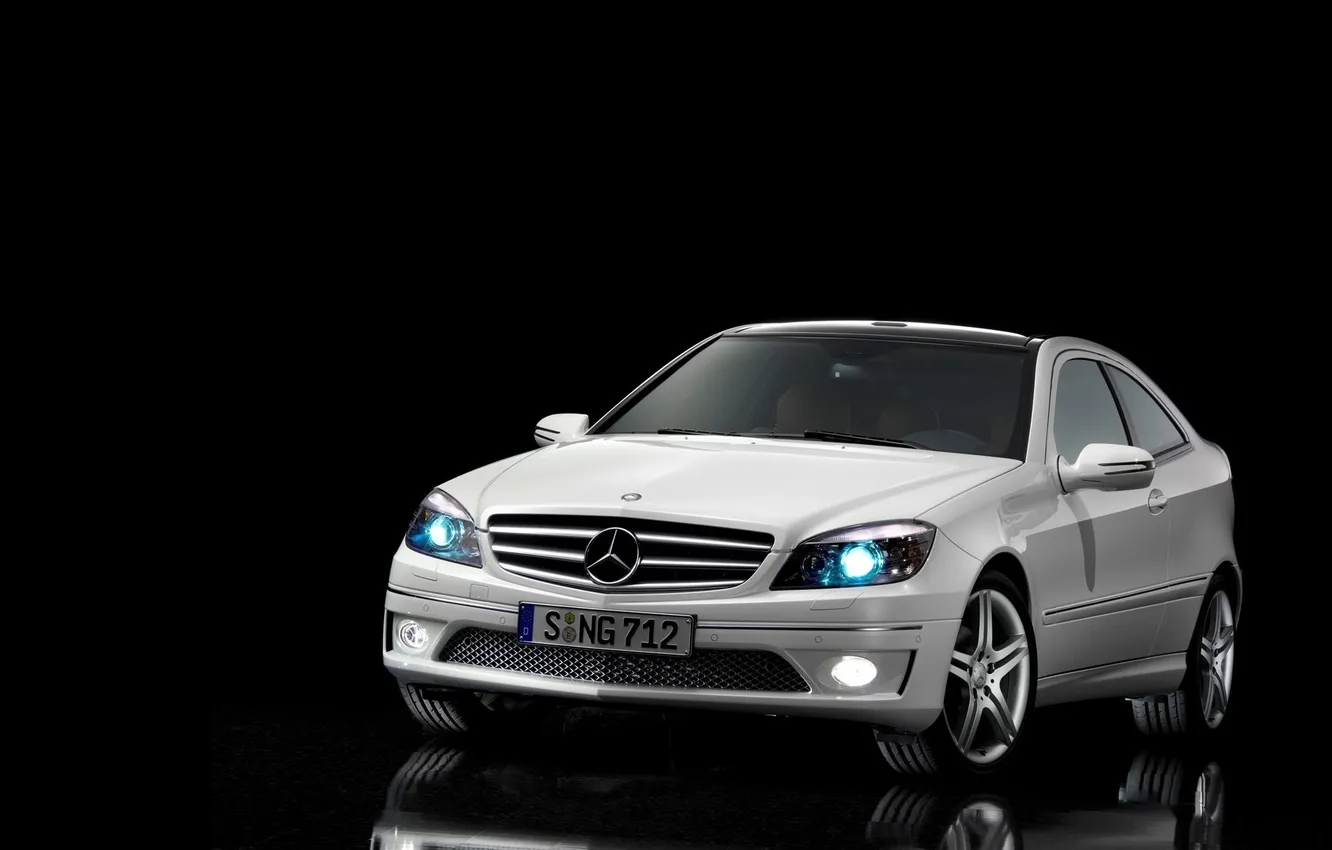 Photo wallpaper blue, background, black, lights, Benz, mersedec