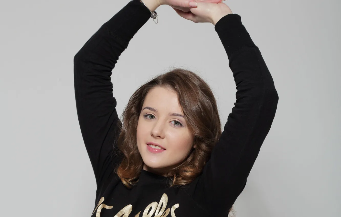 Photo wallpaper look, girl, background, model, hands, hairstyle, Sybil A