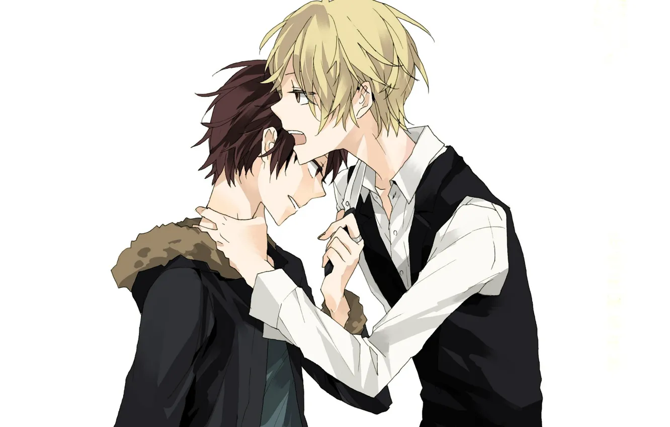 Photo wallpaper white background, guy, enemies, Durarara, Durarara, Shizuo Heiwajima, Of Izaya Orihara