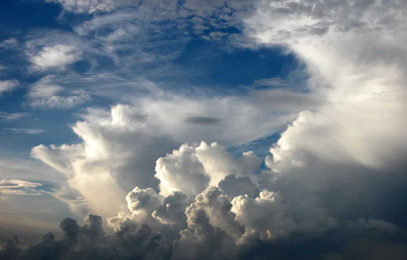 Photo wallpaper the sky, the sun, clouds, horizon