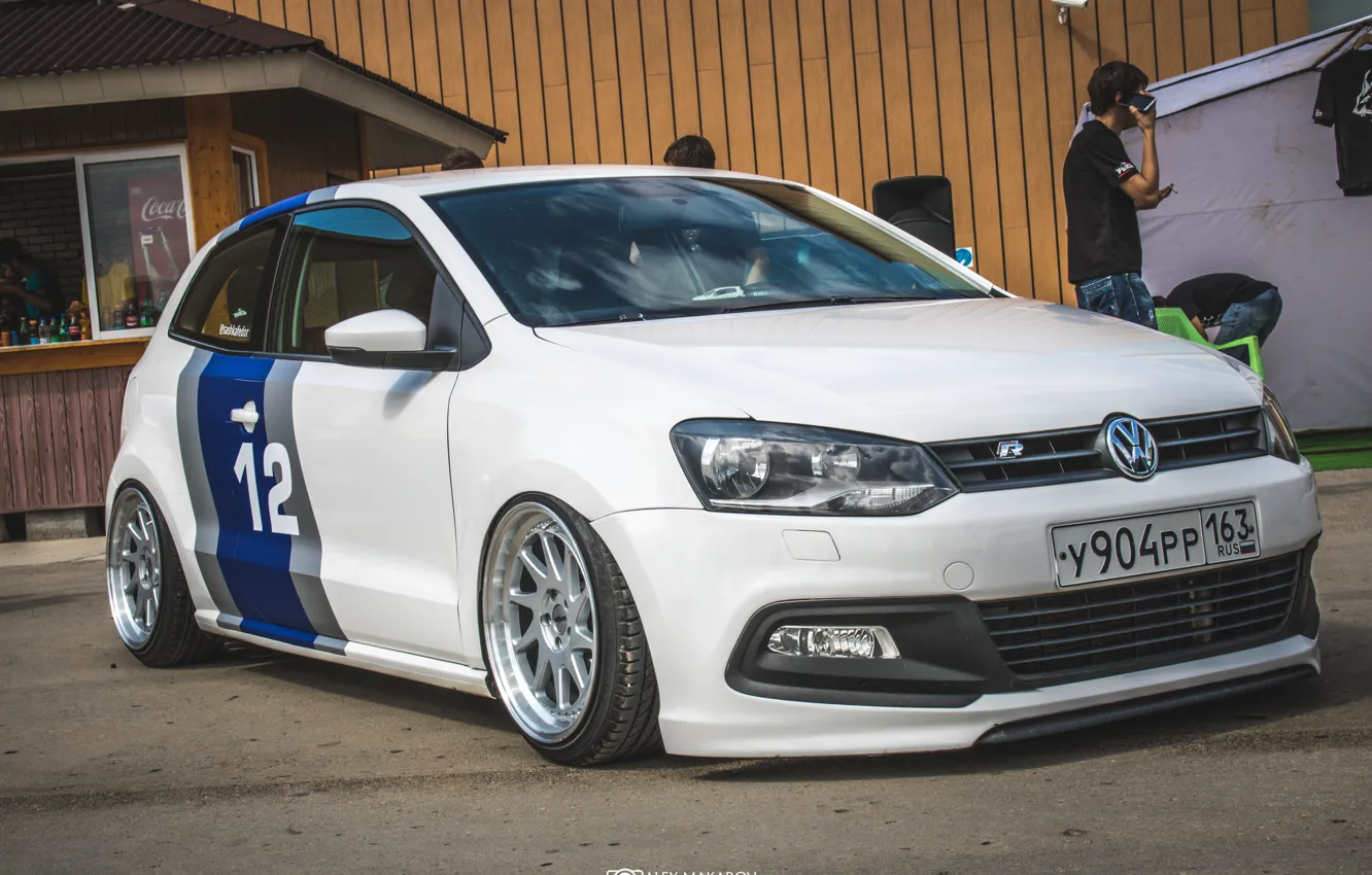 Photo wallpaper Volkswagen, Volkswagen, hatchback, Polo, Polo, low, R Line