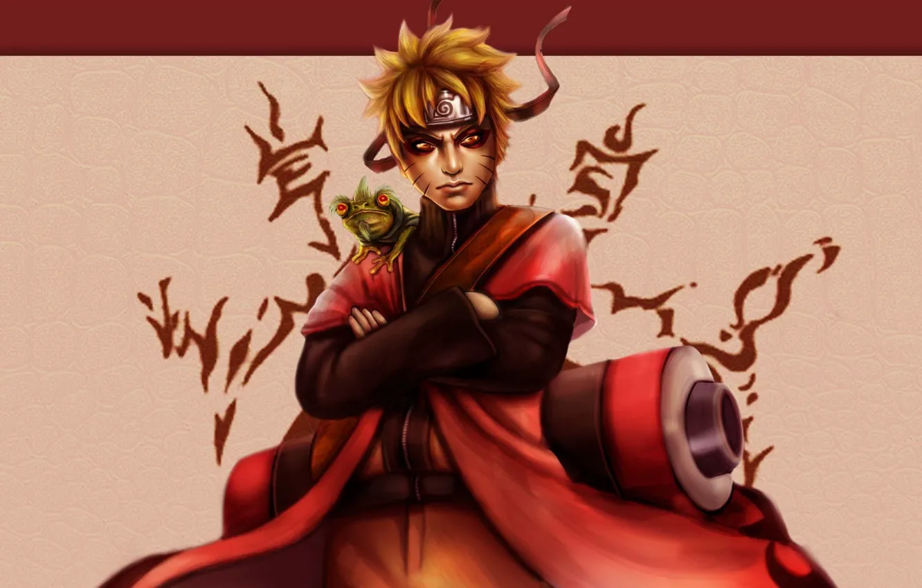 Photo wallpaper tape, art, animal, guy, bandana, naruto