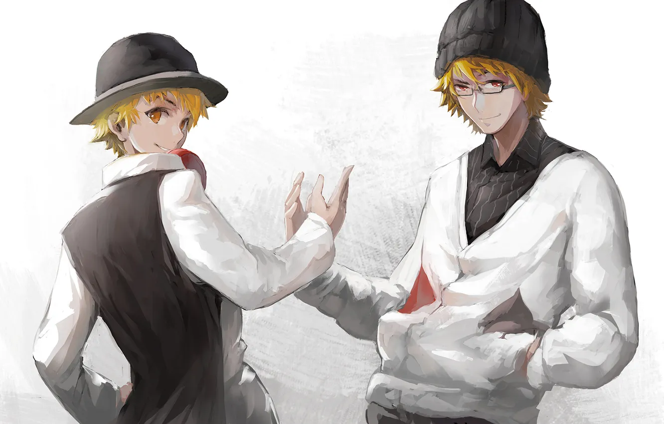 Photo wallpaper look, hat, anime, art, glasses, guy, gesture, anime