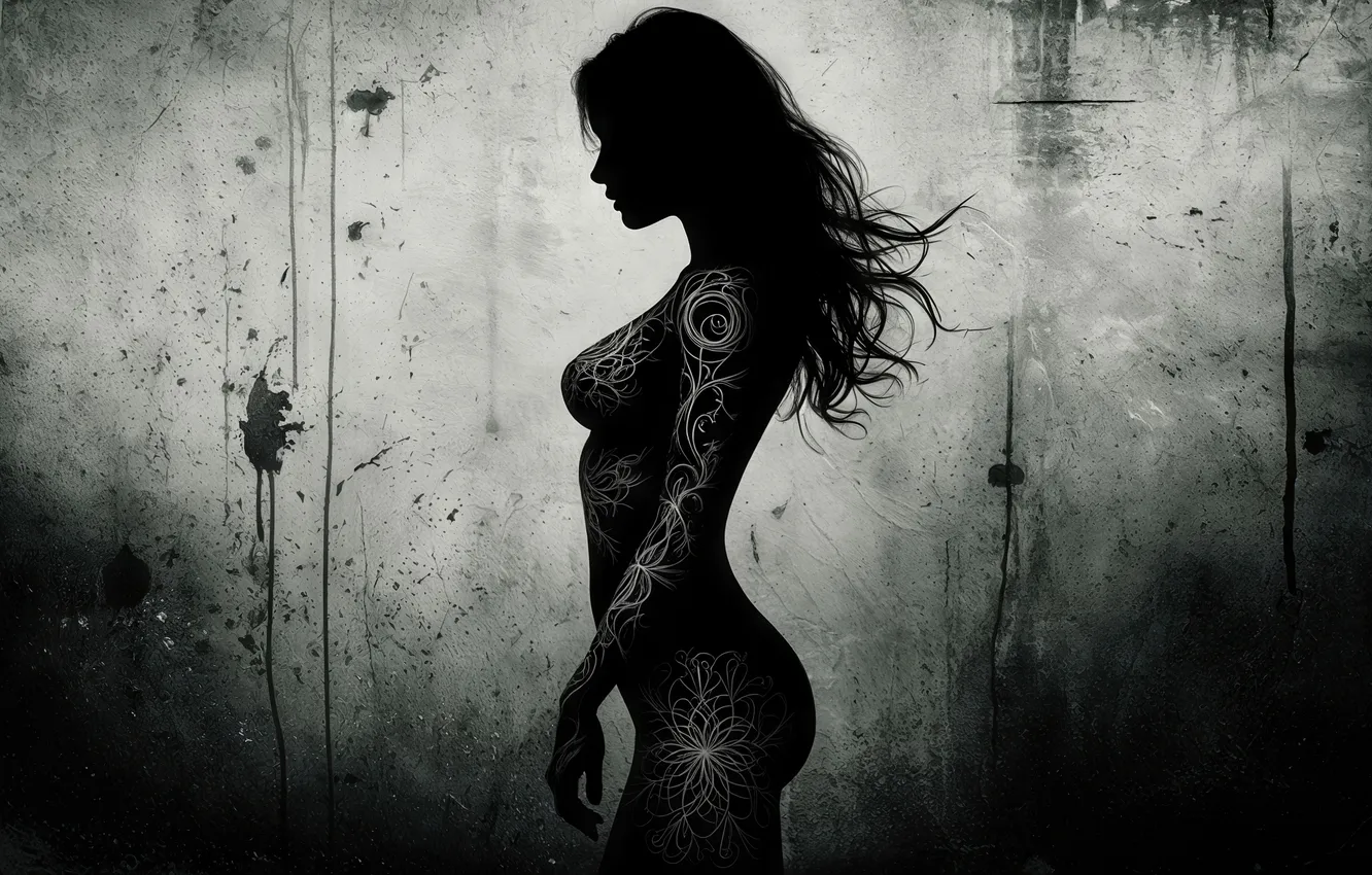 Photo wallpaper girl, woman, beautiful, tattoos