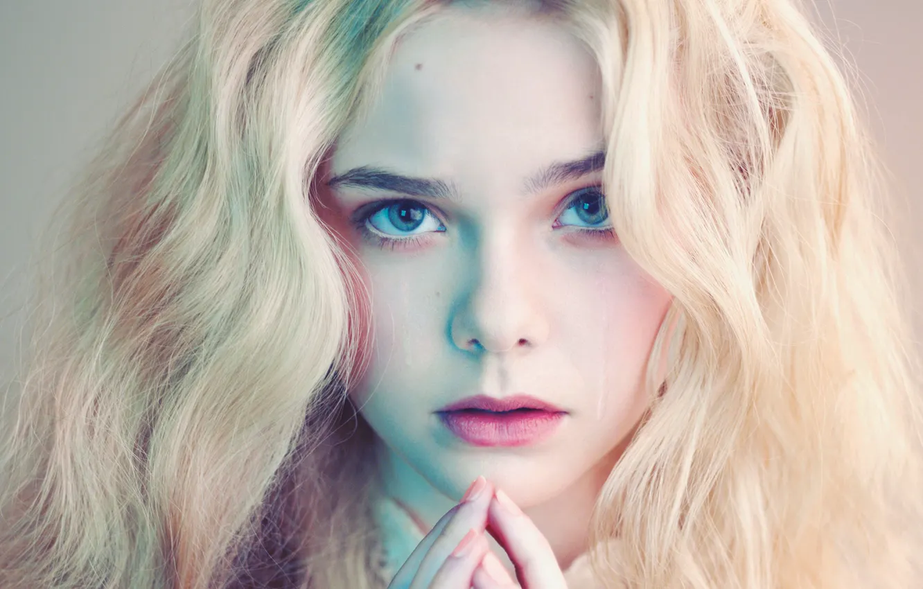 Photo wallpaper look, girl, face, actress, blonde, Elle Fanning