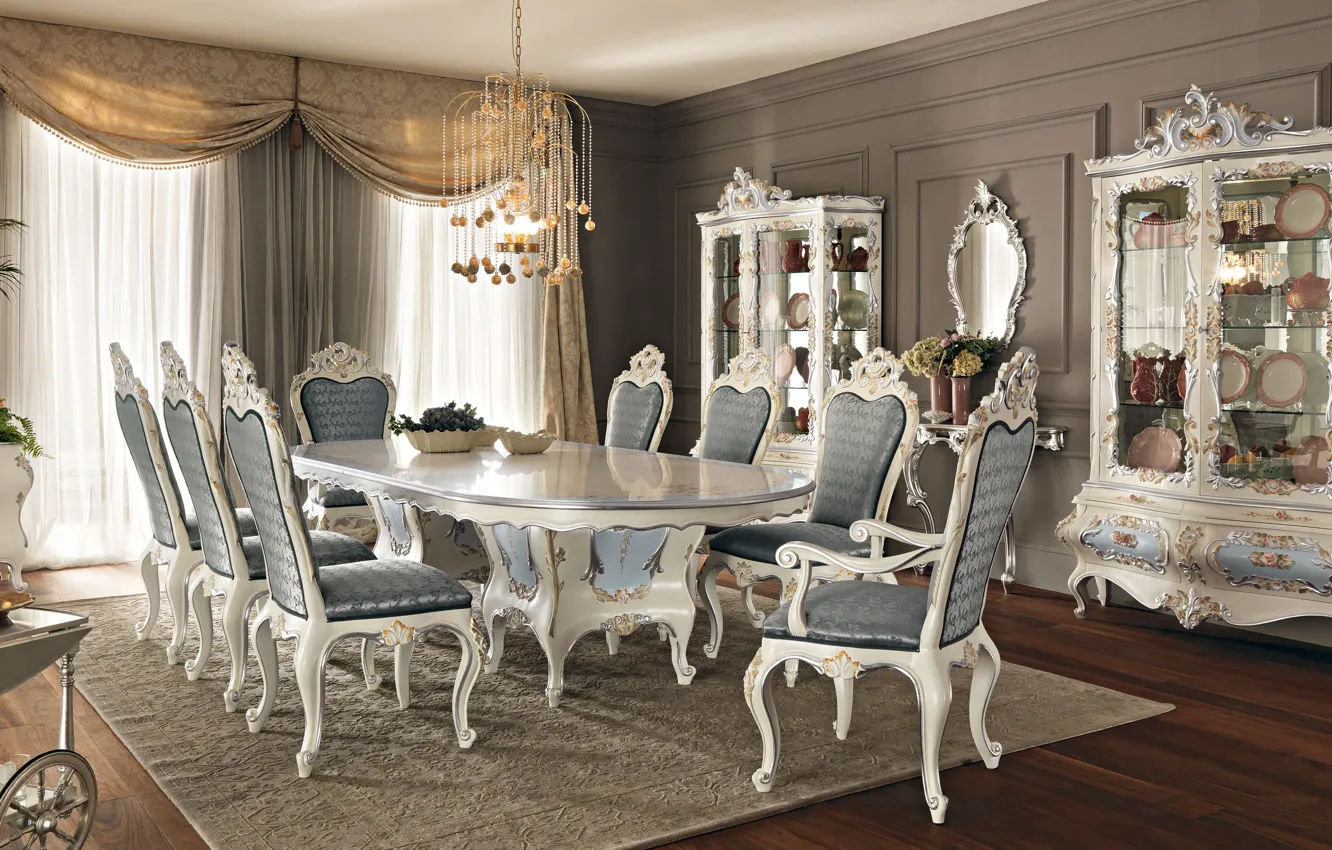 Photo wallpaper design, table, Villa, interior, chair, luxury, living room