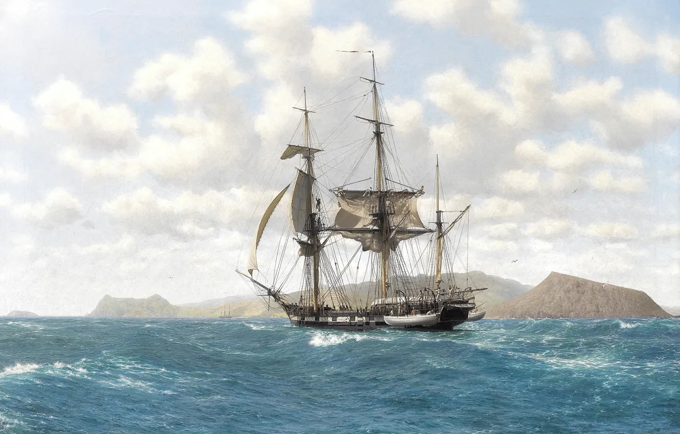 Photo wallpaper sea, ship, sailboat