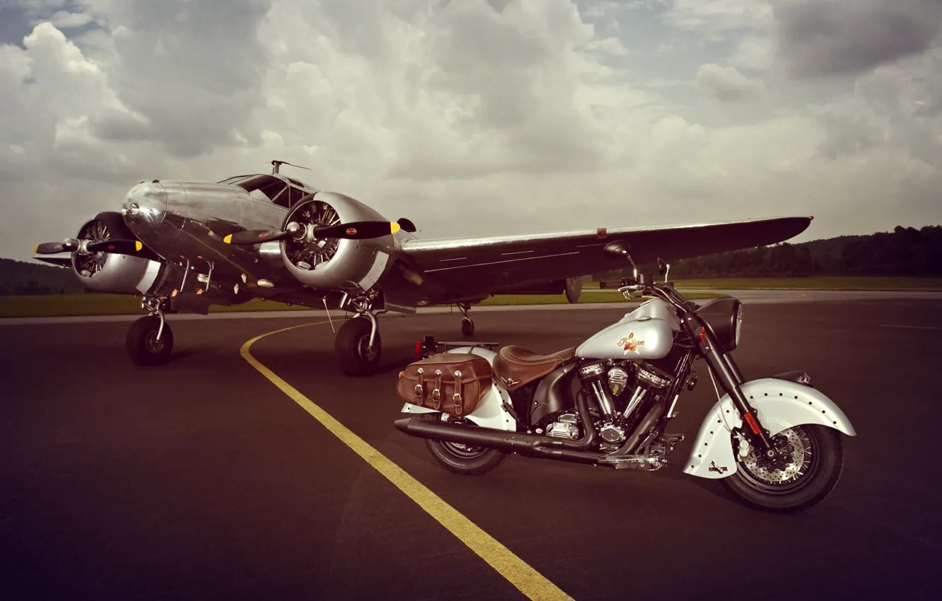 Photo wallpaper Indian, Aircraft, Motorcycle