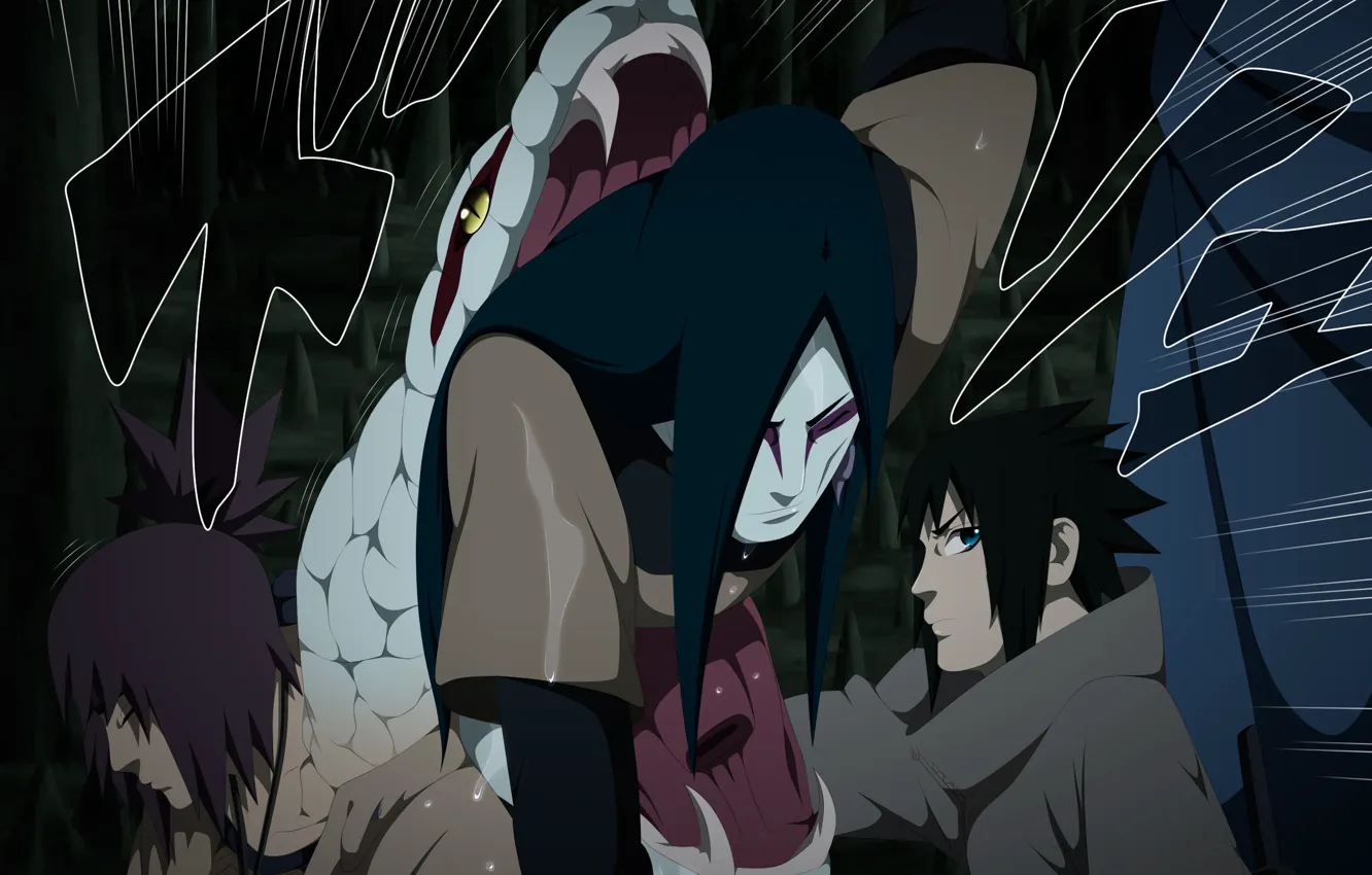 Photo wallpaper manga, Naruto, Naruto, Orochimaru, Sasuke Uchiha, shippuden