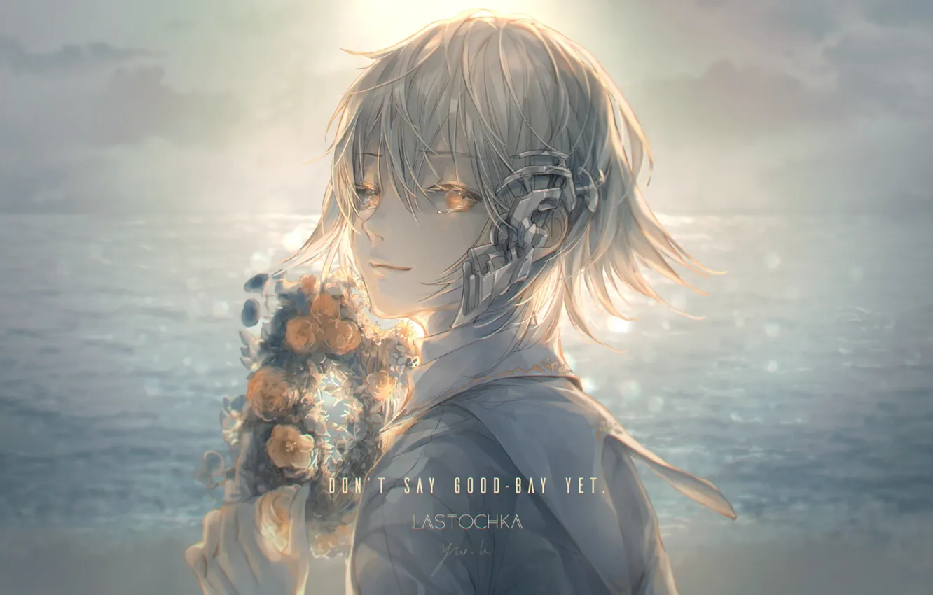 Photo wallpaper look, flowers, headphones, guy