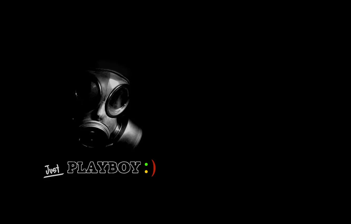 Photo wallpaper black, playboy, gas mask, black, just