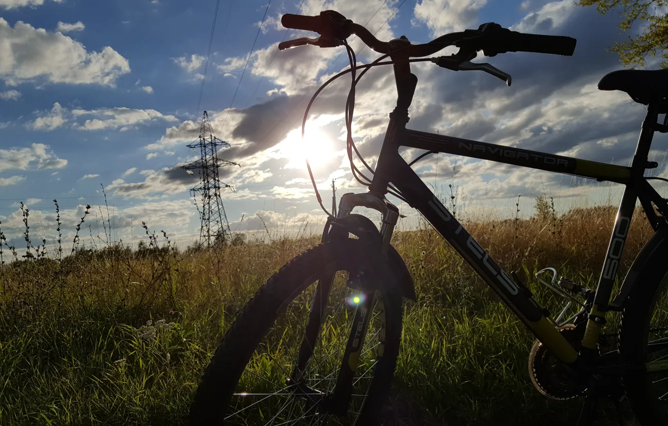 Photo wallpaper the sun, nature, bike, stay, sun