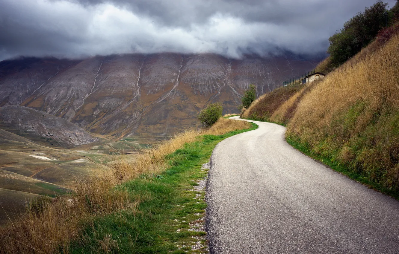 Photo wallpaper road, landscape, mountains