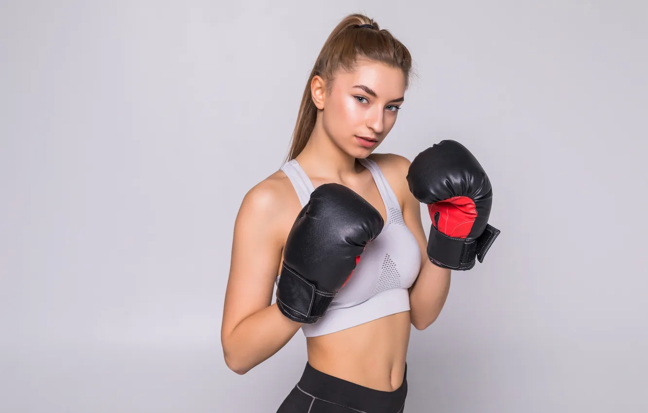 Photo wallpaper woman, young, beautiful, boxing, smiling, fitness
