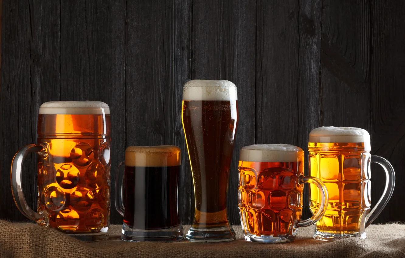 Photo wallpaper beer, beer mugs, alcoholic beverages