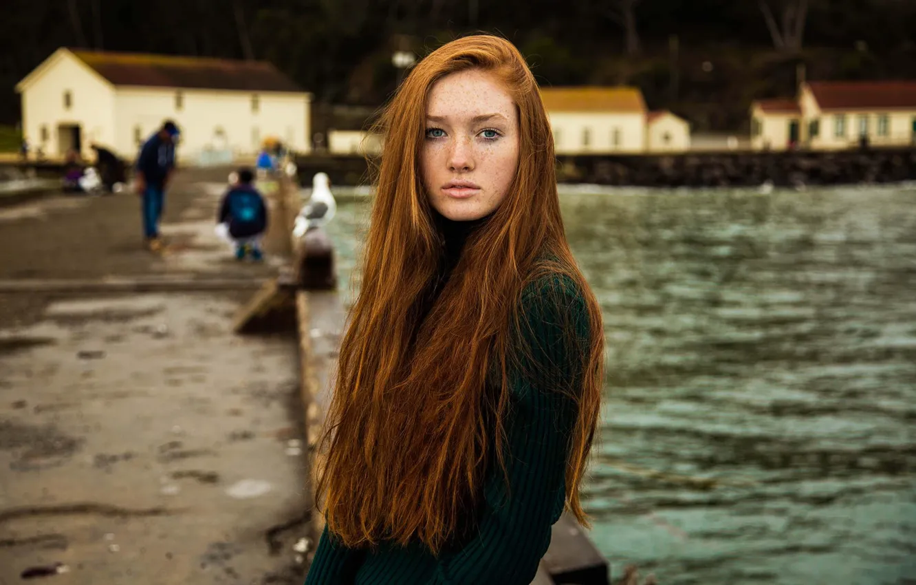 Photo wallpaper girl, beautiful, model, redhead, long-haired