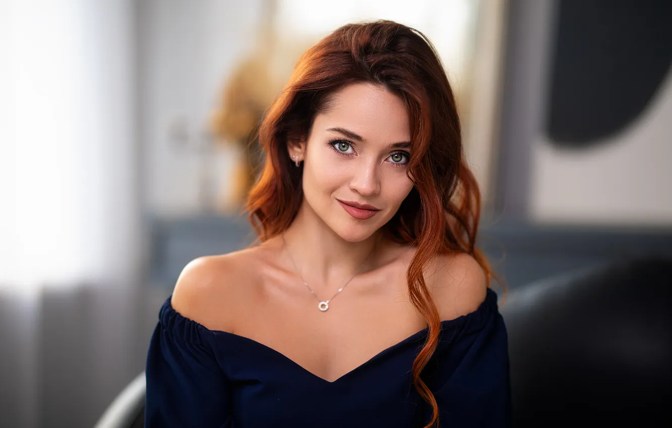 Photo wallpaper girl, young, model, pretty, redhead, look, posing