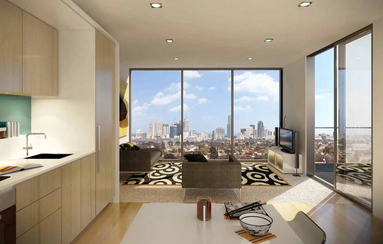 Wallpaper design, style, interior, megapolis, Apartments for mobile and ...