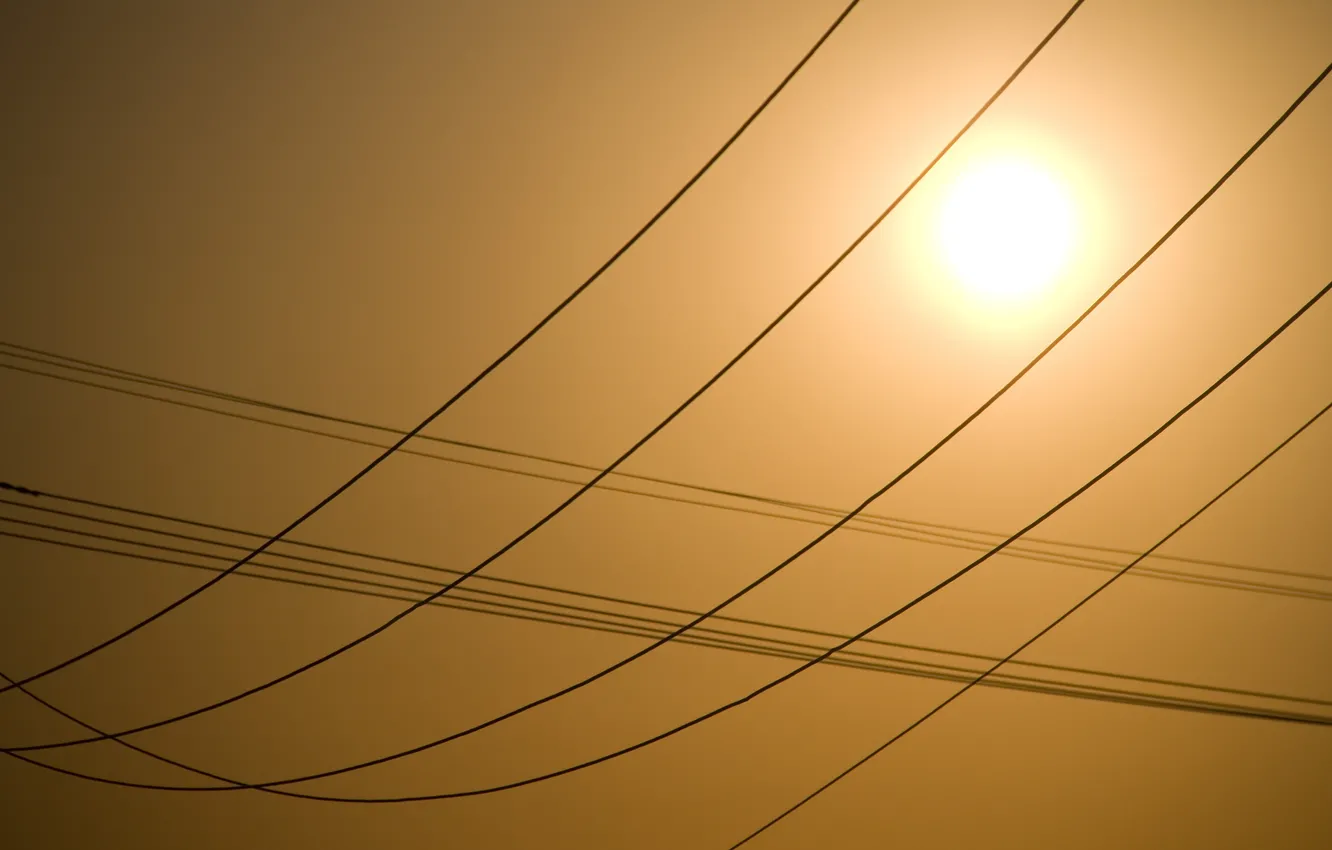 Photo wallpaper the sky, light, wire