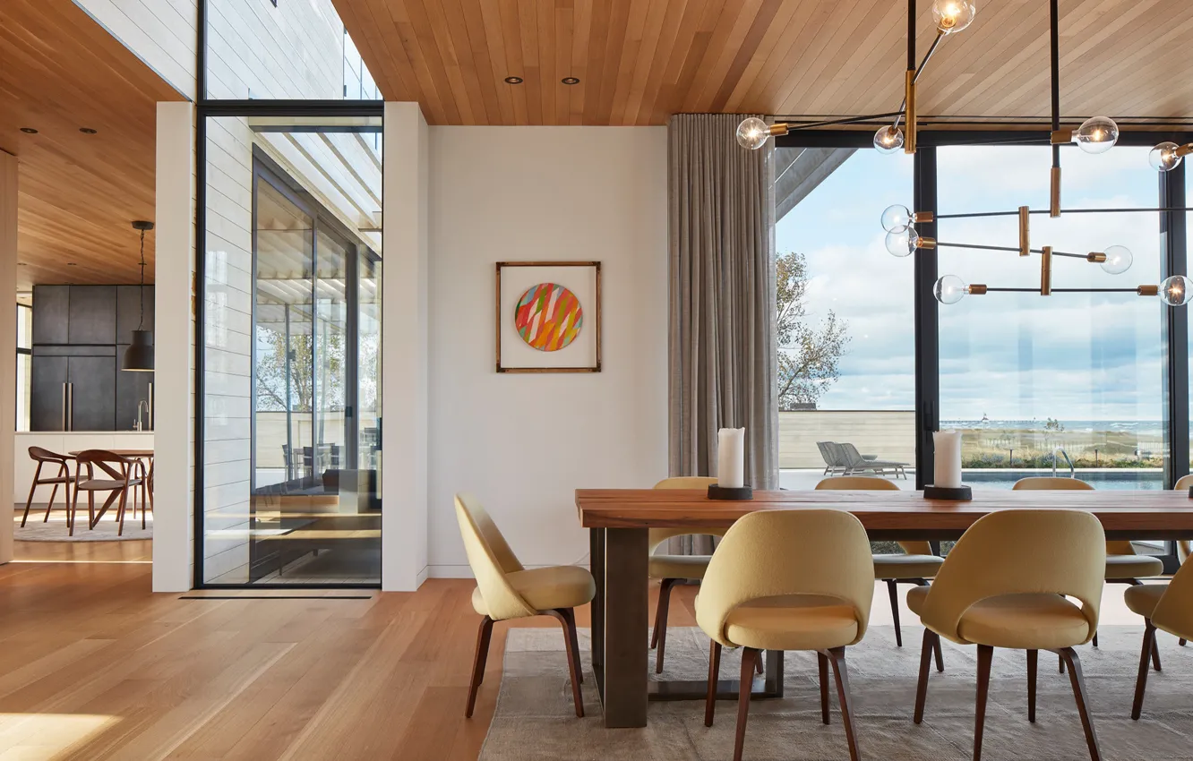 Photo wallpaper space, Villa, interior, dining room, by Wheeler Kearns Architects, St Joseph Beach House