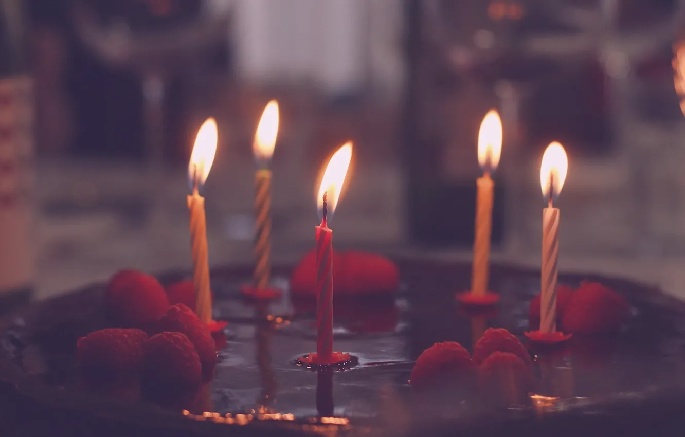 Photo wallpaper holiday, candles, cake