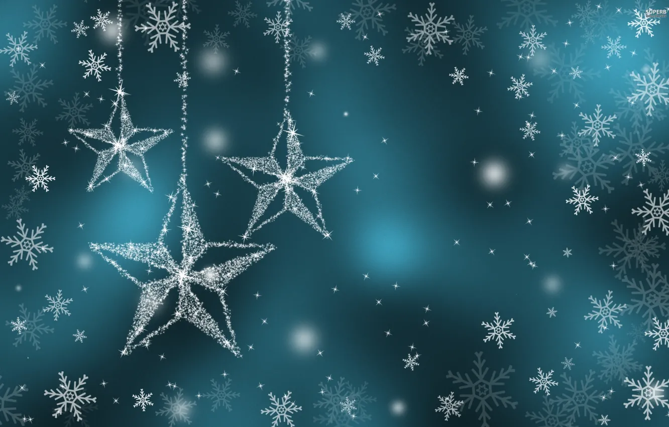 Photo wallpaper winter, holiday, star, snowflake