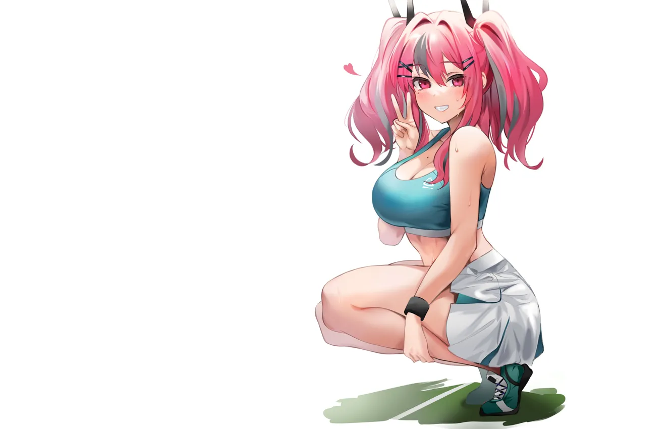 Photo wallpaper girl, sexy, pink hair, boobs, anime, pretty, tennis, babe