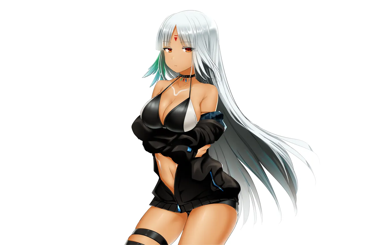 Photo wallpaper girl, sexy, cleavage, long hair, boobs, sexy girl, anime, beautiful