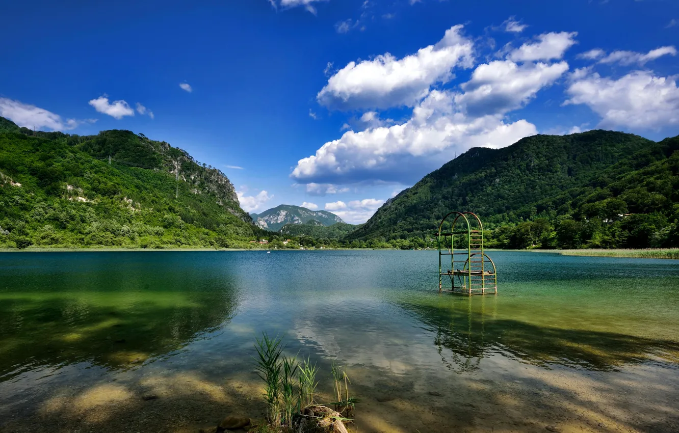 Photo wallpaper forest, mountains, nature, lake, home, Bosnia Herzegovina, Barocko.