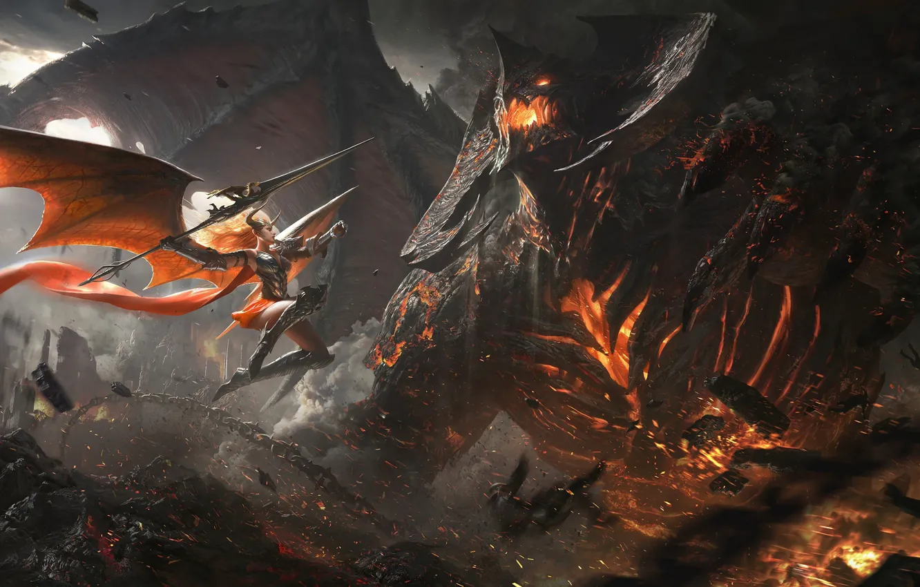 Photo wallpaper girl, monster, warrior, League of Angels, League of Angels II, League of angels