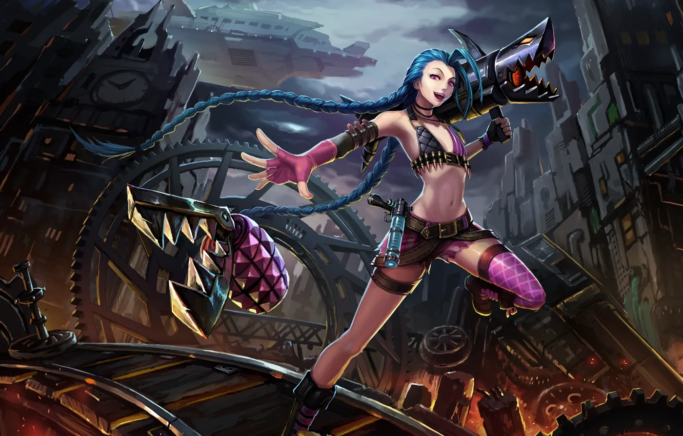 Photo wallpaper smile, League of Legends, look, gloves, rare weapons