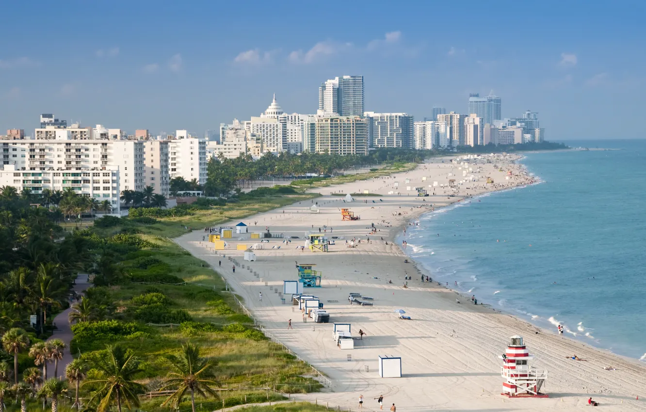Photo wallpaper sea, beach, people, Miami, USA
