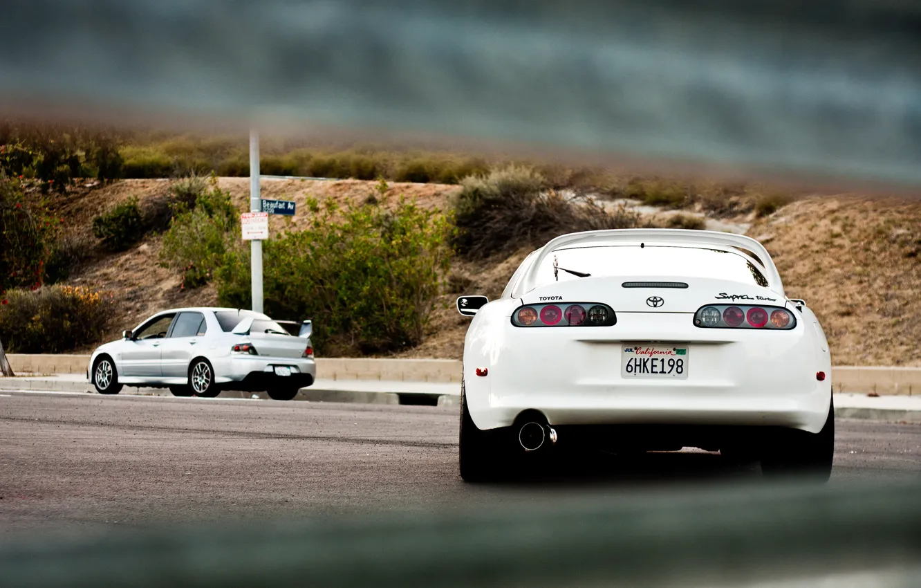 Photo wallpaper silver, white, white, supra, mitsubishi, toyota, Lancer, Toyota