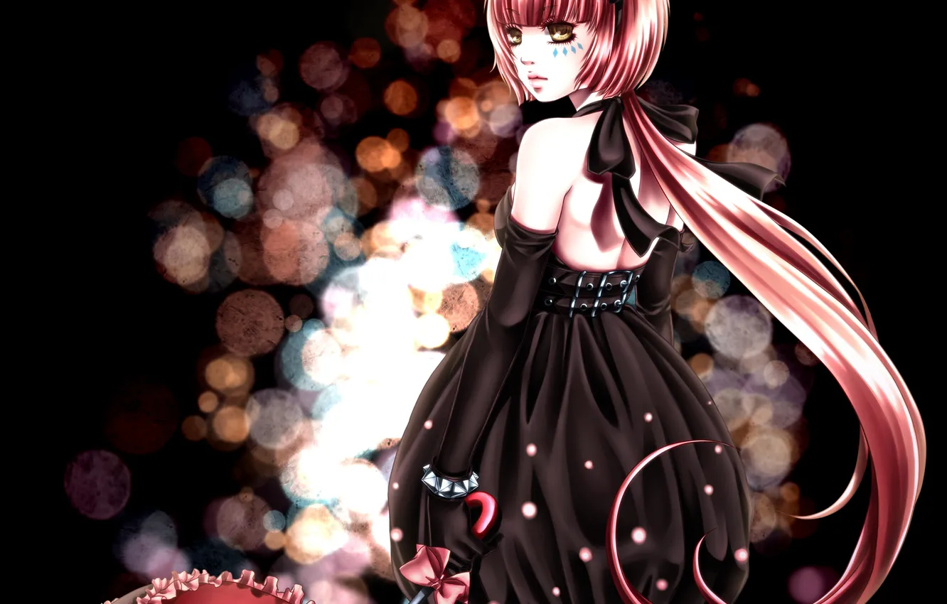 Photo wallpaper umbrella, girl, bow, pink hair