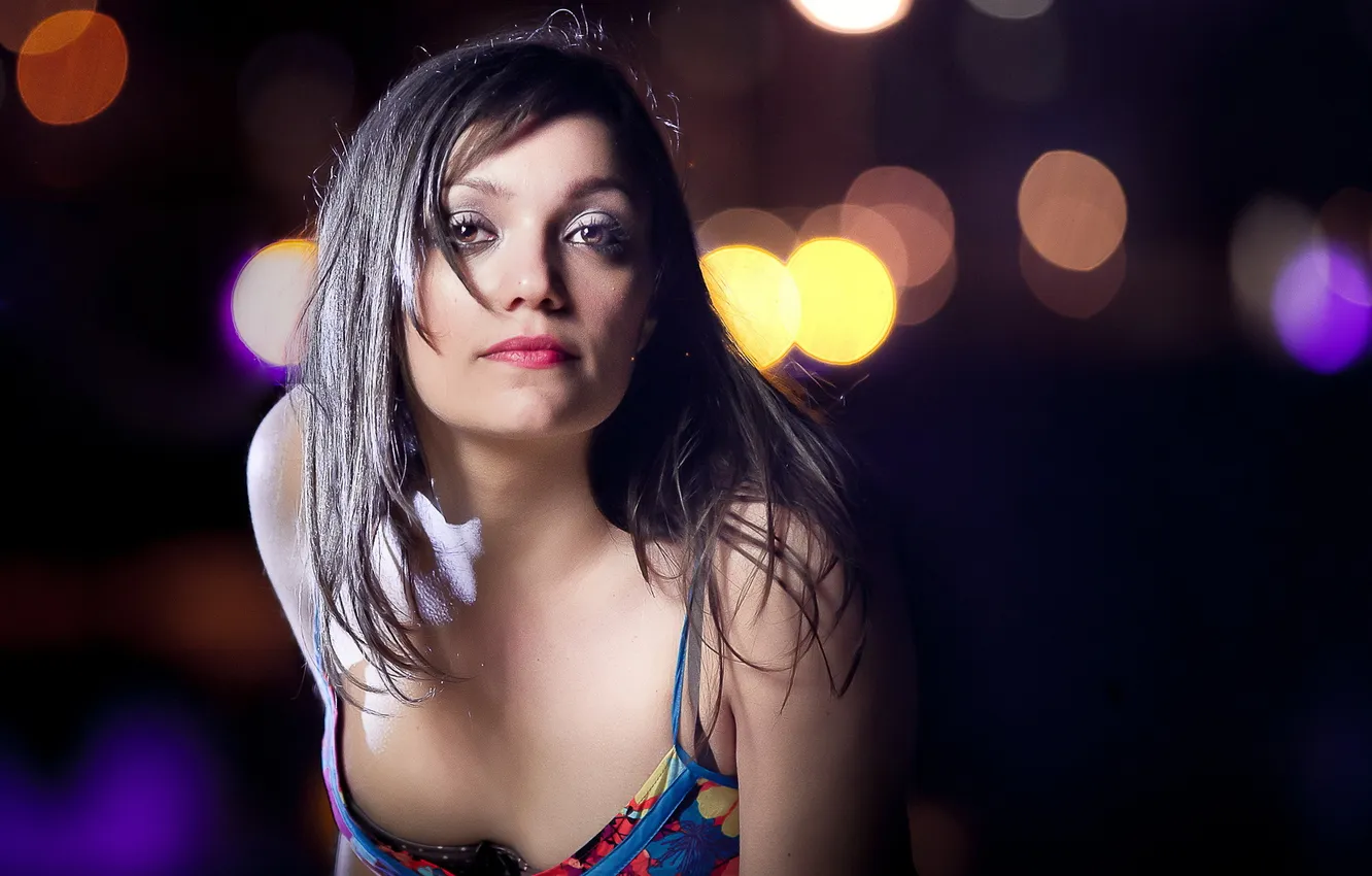 Photo wallpaper girl, night, portrait