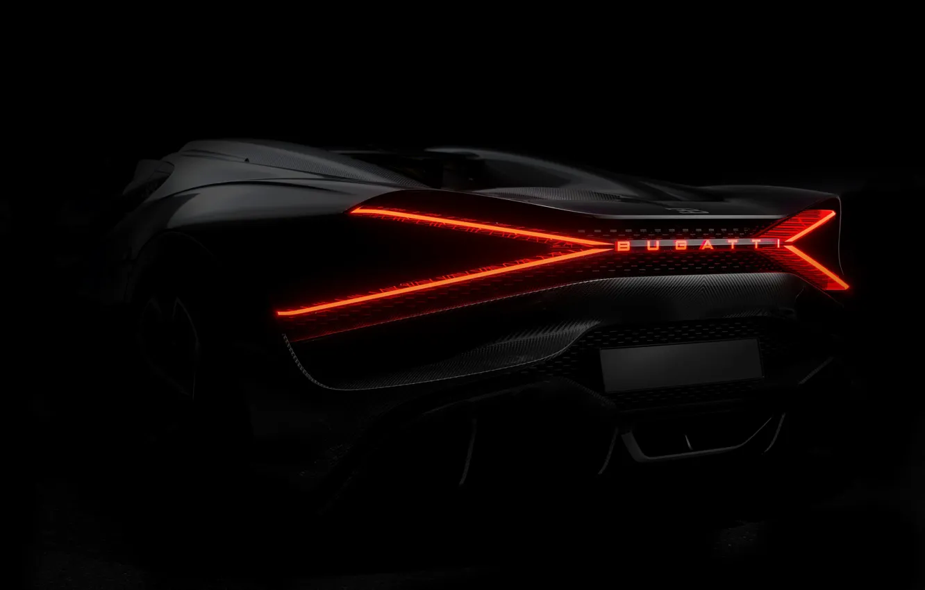 Photo wallpaper black, Mistral, W16, Taillight, Bugatti Mistral, Back Lights, Red Rear Light