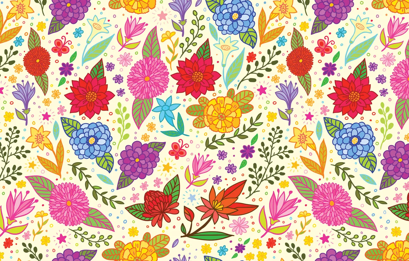 Photo wallpaper flowers, texture, art, art, pattern
