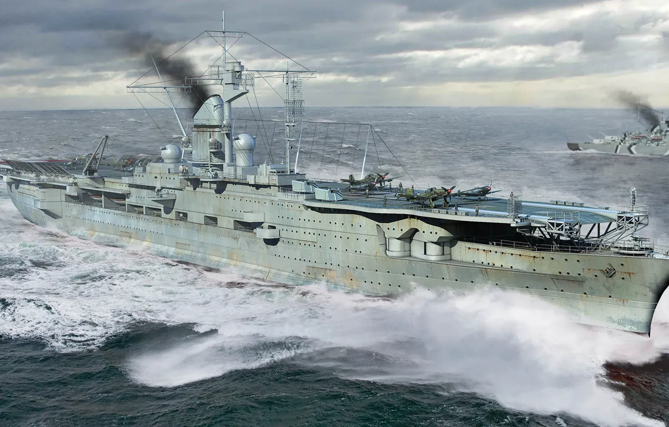 Photo wallpaper The third Reich, Kriegsmarine, German Navy Aircraft Carrier DKM Peter Strasser, Aircraft Carrier Peter Strasser, …
