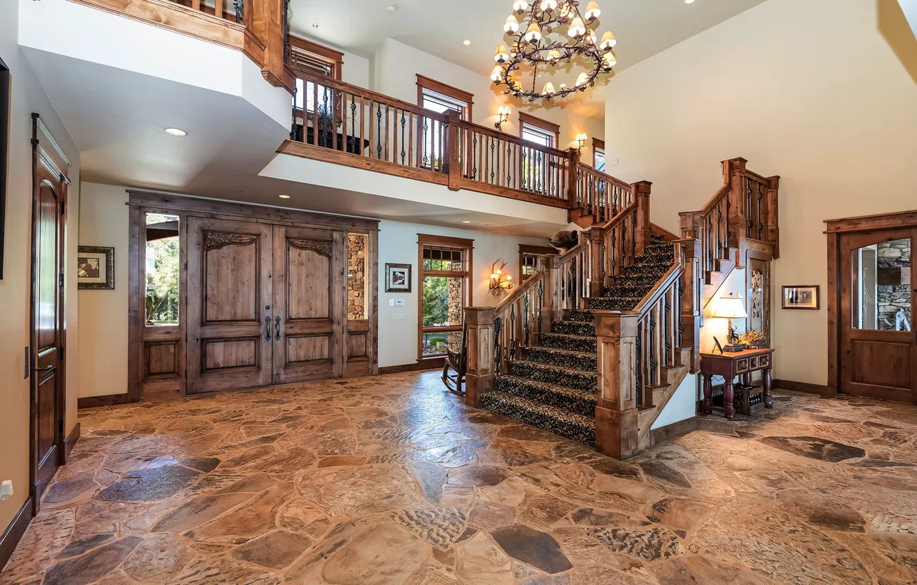 Photo wallpaper design, style, Villa, interior, ladder, hall, the lobby, two levels