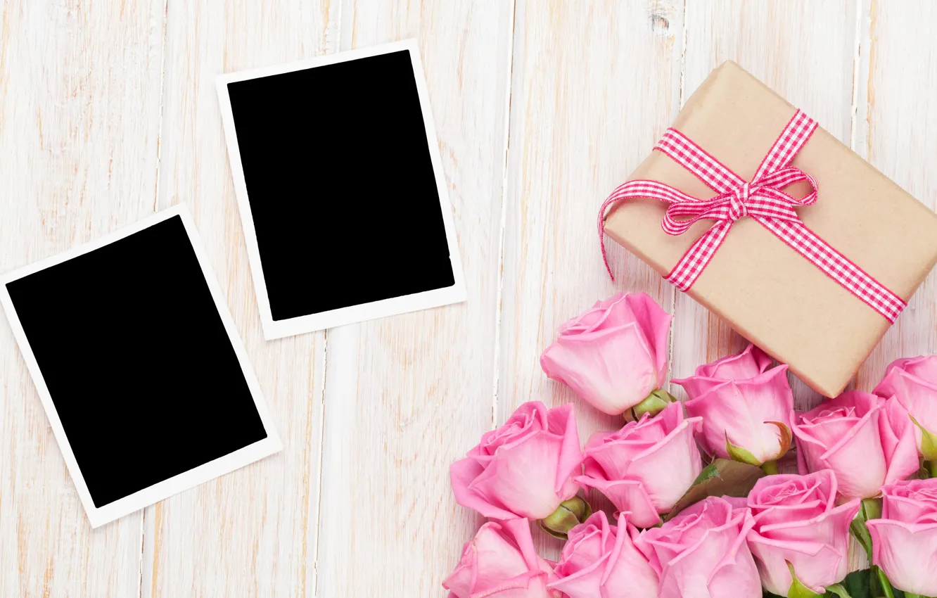 Photo wallpaper roses, love, wood, pink, romantic, sweet, gift, petals