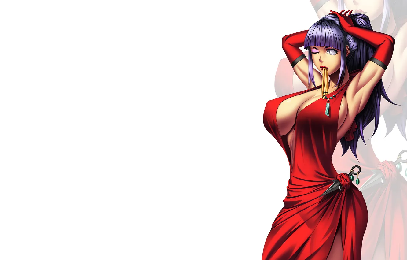 Photo wallpaper girl, sexy, cleavage, Naruto, long hair, dress, boobs, anime