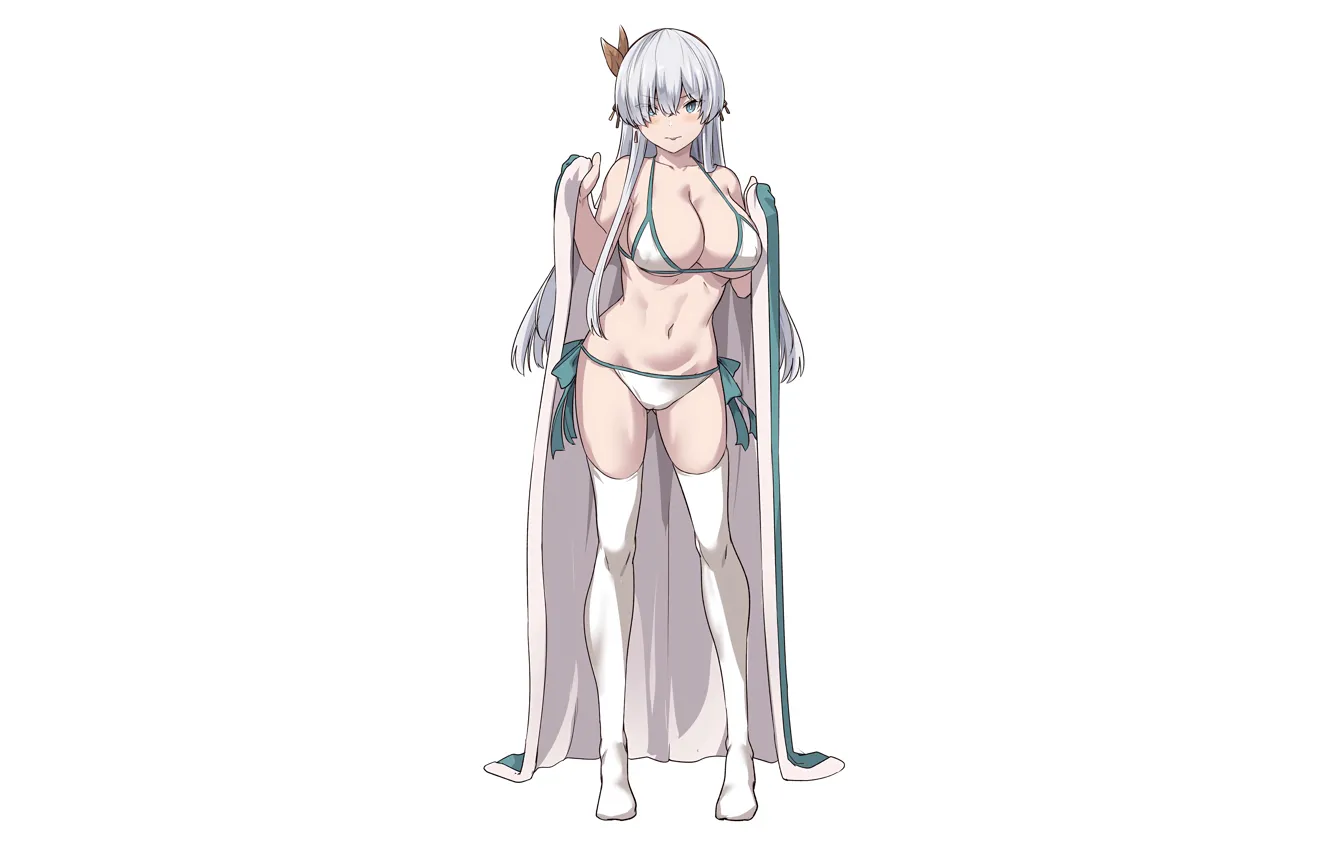 Photo wallpaper girl, sexy, Cameltoe, Anastasia, cleavage, thighhighs, long hair, legs