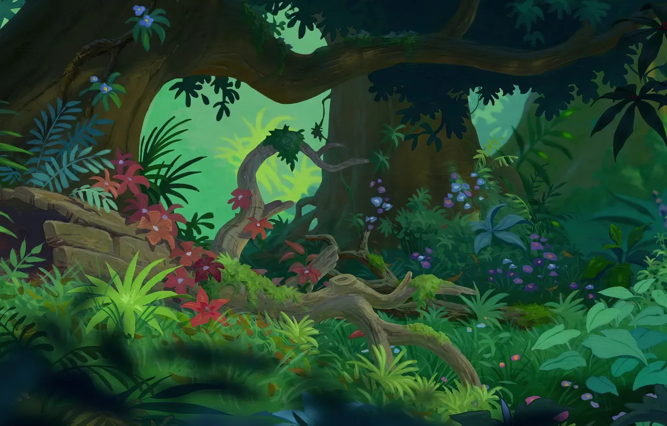 Photo wallpaper Forest, Background, Jungle, Jungle, Background, Forest