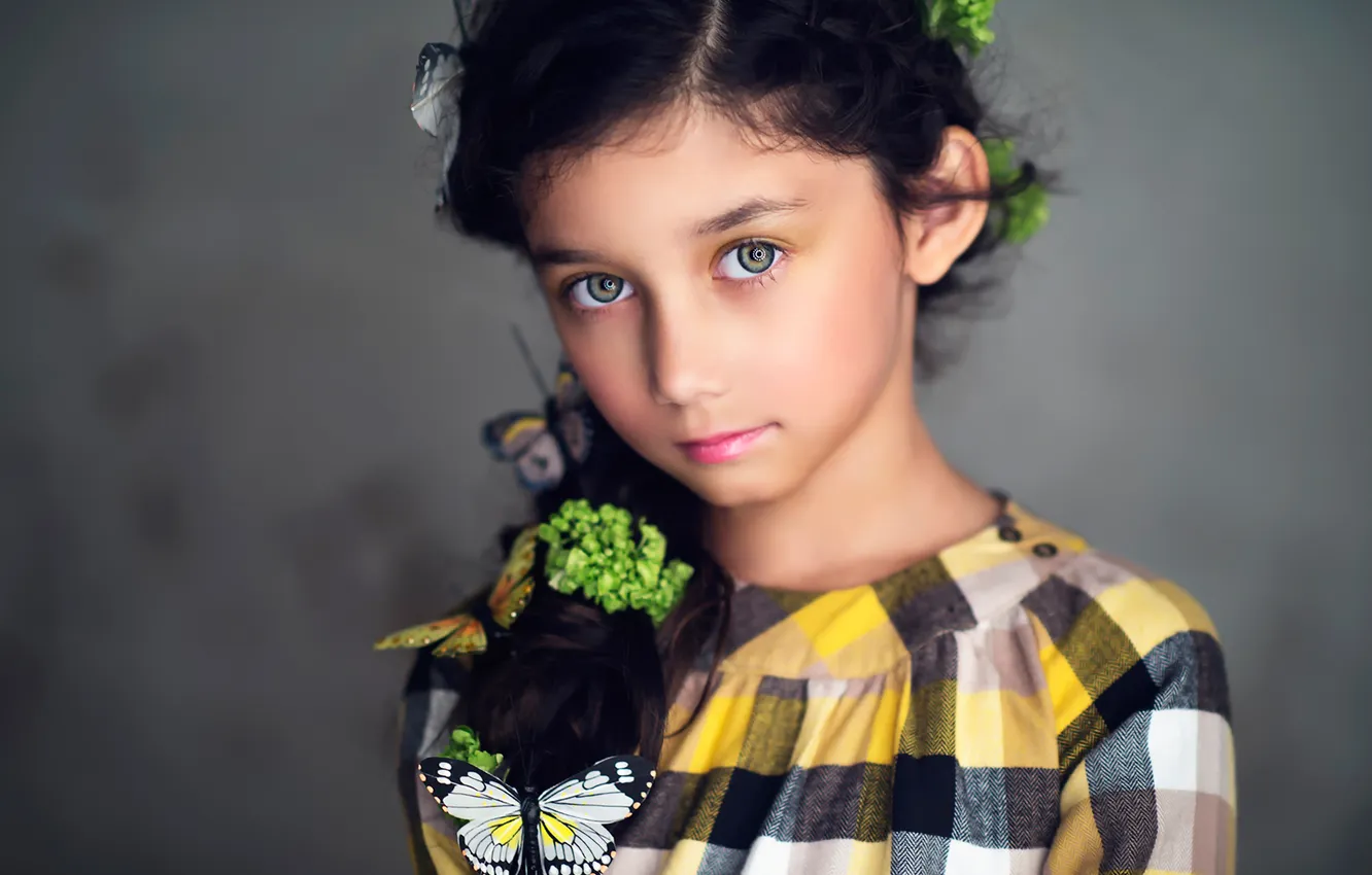 Photo wallpaper butterfly, portrait, girl