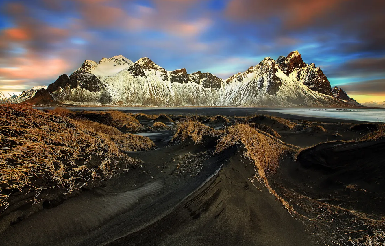 Photo wallpaper snow, landscape, mountains, nature