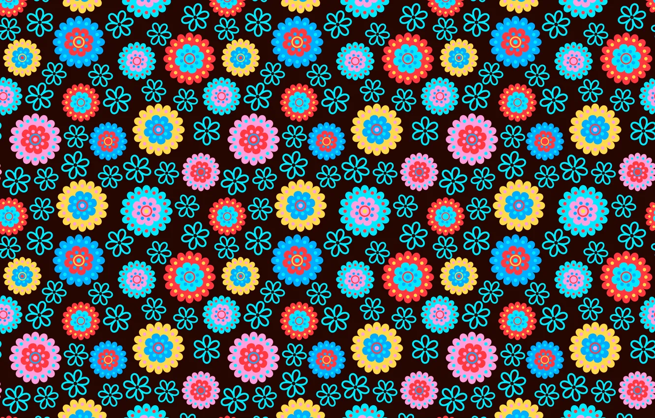 Photo wallpaper flowers, pattern, colorful